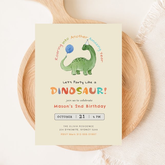 Invitation d'anniversaire dinosaure, Fête modifiab (Créateur téléchargé)