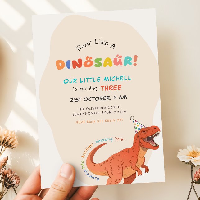 Invitation d'anniversaire dinosaure, Fête T-Rex mo (Créateur téléchargé)