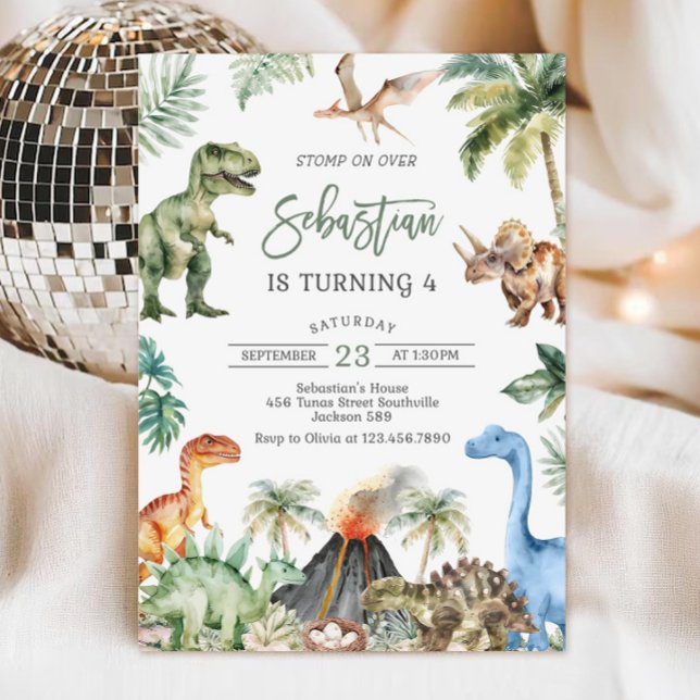 Invitation d'anniversaire dinosaure, modèle modifi (Créateur téléchargé)