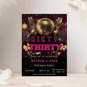 Invitation d'anniversaire Dirty Thirty Disco