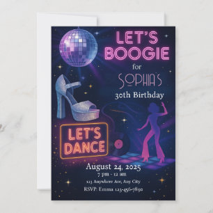 Invitation d'anniversaire Disco, Fête Boogie Edita