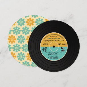 Invitation d'anniversaire disque vinyle rétro - TO