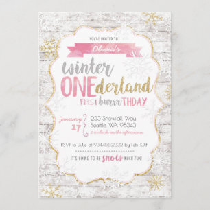 Invitation d'anniversaire d'Onederland d'hiver