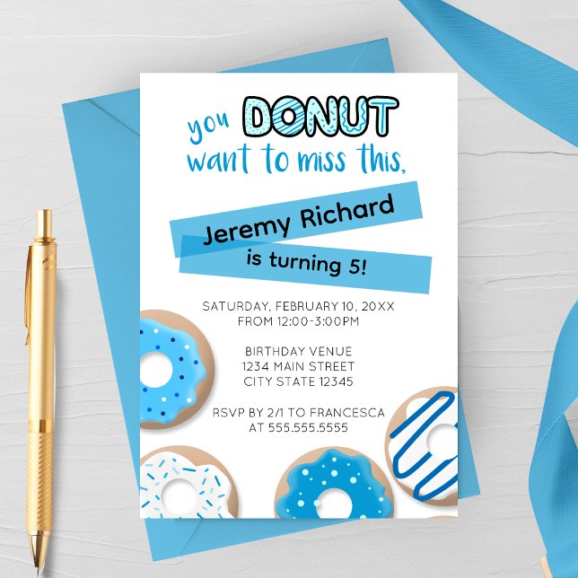 Invitation d'anniversaire Donut Bleu (Créateur téléchargé)