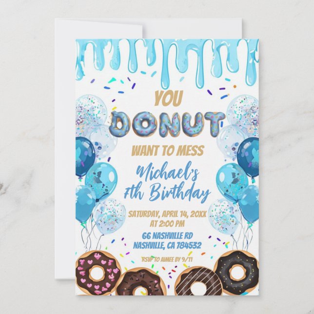 Invitation d'anniversaire Donut | Invitation de fê (Devant)