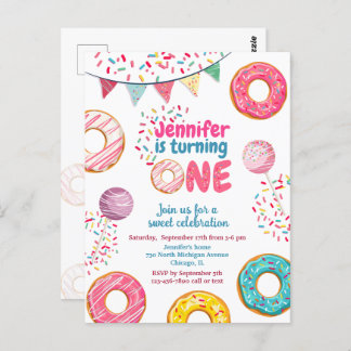 Invitation d'anniversaire Donut Sweet 1 UN