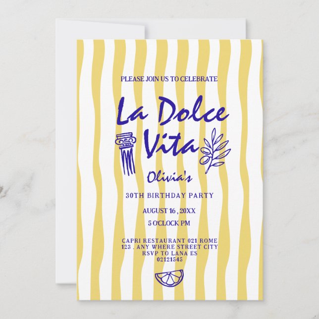 Invitation d'anniversaire Doodle La Dolce Vita tou (Devant)