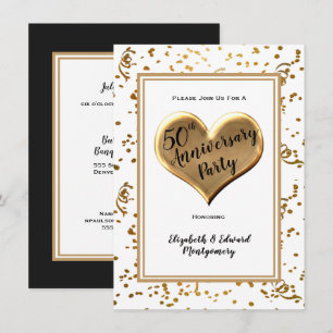 Invitation d'anniversaire dorée scintillante - 50e