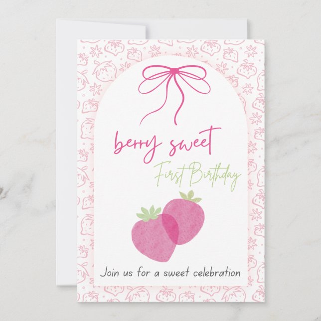 Invitation d'anniversaire douce comme une baie (Devant)