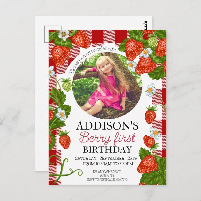 Invitation d'anniversaire douce et colorée pour 1  (Devant / Derrière)