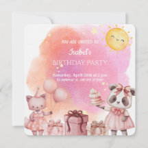 Invitation d'anniversaire douce et pastel pour ani