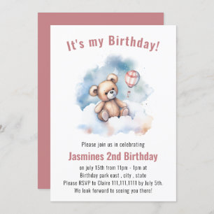 Invitation d'anniversaire d'ours en peluche simpli