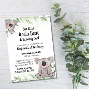 Invitation d'anniversaire d'ours koala