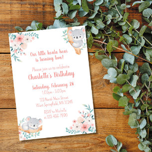 Invitation d'anniversaire d'ours koala