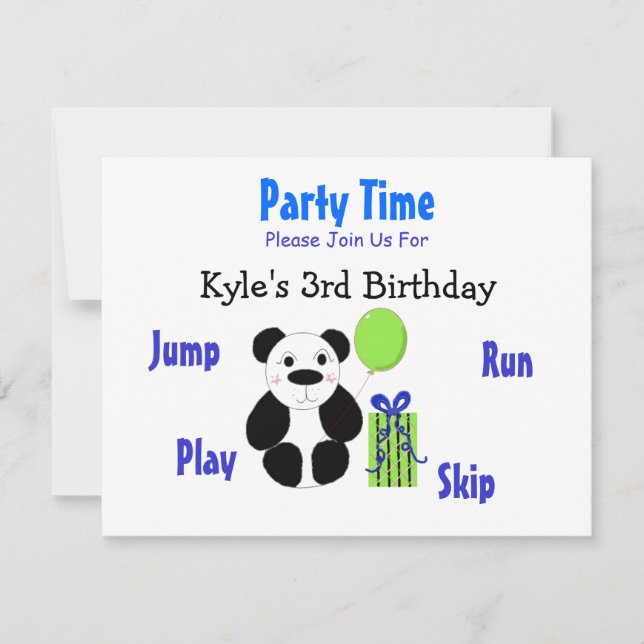 Invitation d'anniversaire d'ours panda (Devant)