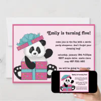 Invitation Anniversaire de la petite fille Panda