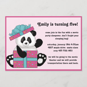 Invitation d'anniversaire d'ours panda