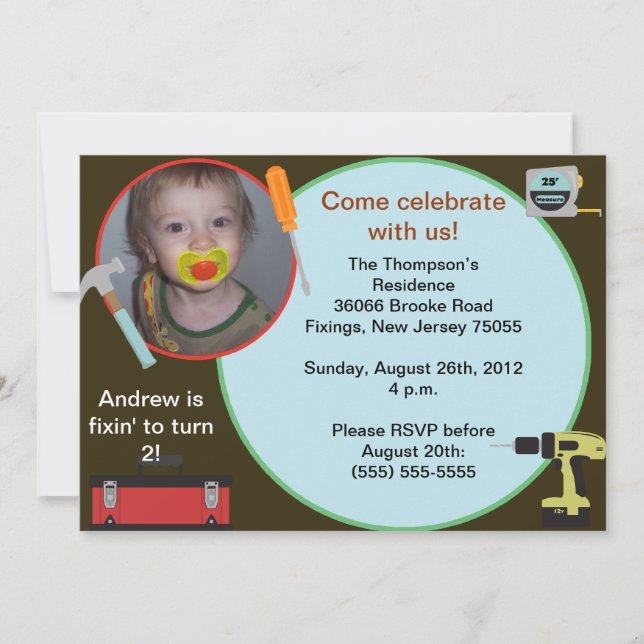 Invitation d'anniversaire d'outil (Devant)