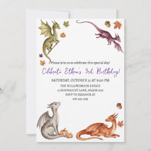 Invitation d'anniversaire dragon aquarelle