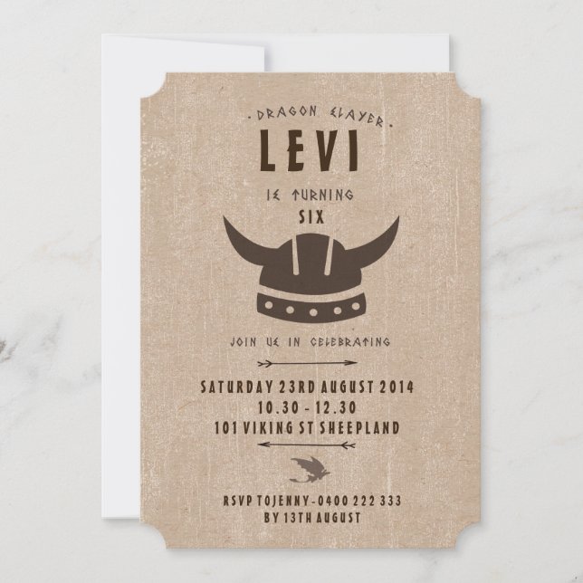 Invitation d'anniversaire Dragon & Viking (Devant)