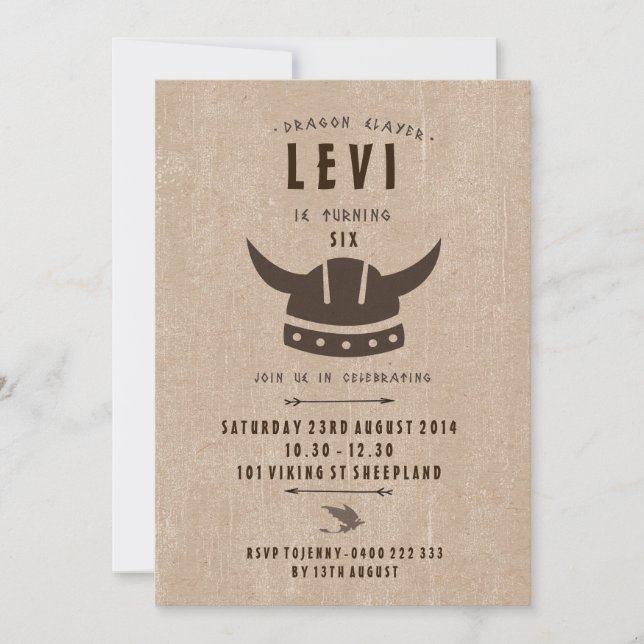 Invitation d'anniversaire Dragon & Viking (Devant)