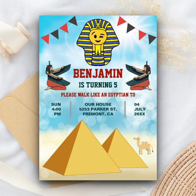 Invitation d'anniversaire drôle de roi pharaon égy (Créateur téléchargé)