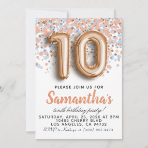 Invitation d'anniversaire du 10e Rose