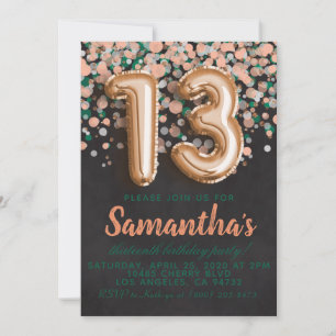 Invitation d'anniversaire du 13e Rose