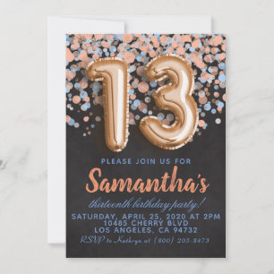 Invitation d'anniversaire du 13e Rose