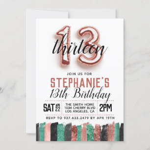 Invitation d'anniversaire du 13e Rose