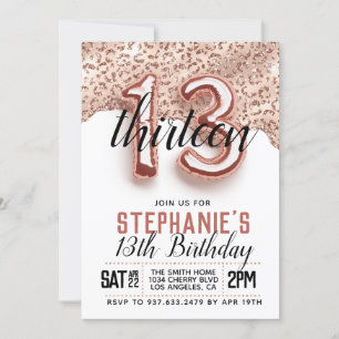 Invitation d'anniversaire du 13e Rose