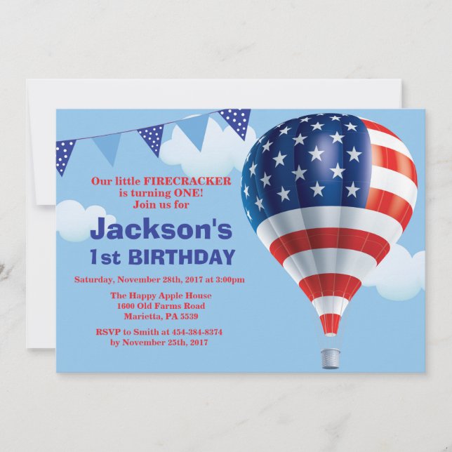 Invitation d'anniversaire du 4 juillet (Devant)