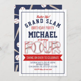 Invitation d'anniversaire du 4e baseball