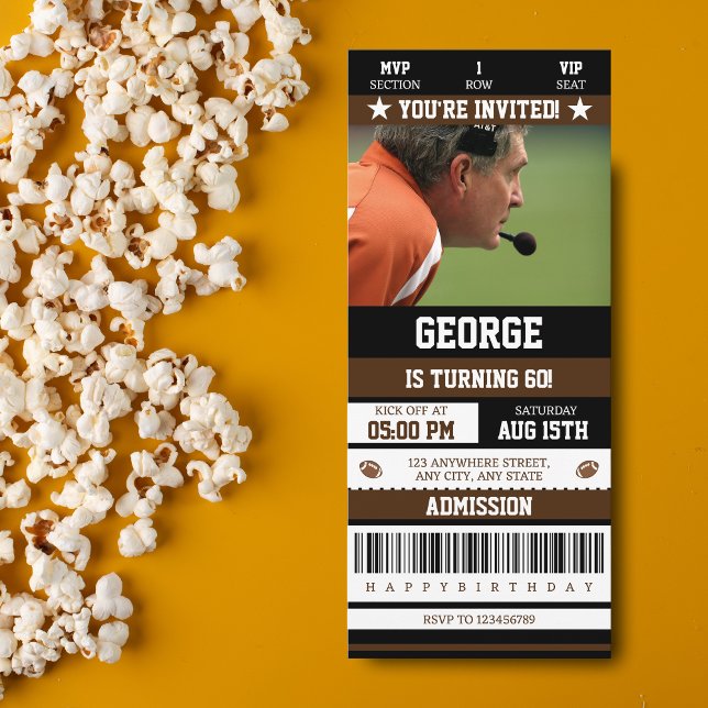 Invitation d'anniversaire du 60e billet de footbal (Créateur téléchargé)