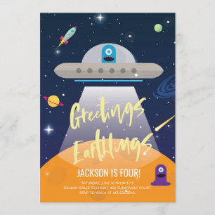 Invitation d'anniversaire du Alien de l'espace ext