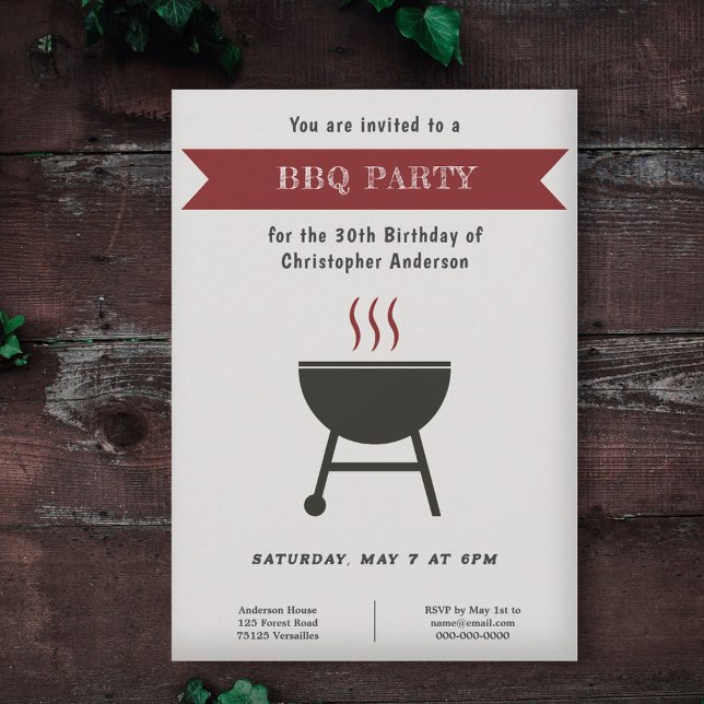 Invitation d'anniversaire du barbecue (BBQ Party Birthday Invitation)