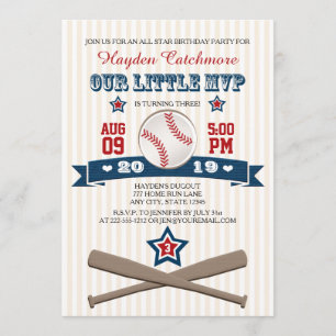 INVITATION D'ANNIVERSAIRE DU BASE-BALL MVP POUR