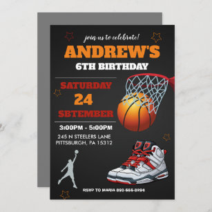 Invitation d'anniversaire du basket-ball orange no