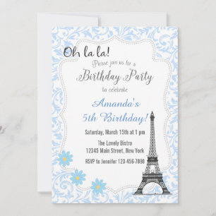 Invitation d'anniversaire du Blue Paris Romantic