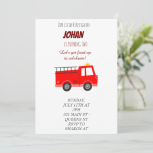 Invitation d'anniversaire du camion-feu