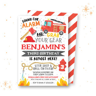 Invitation d'anniversaire du camion-feu
