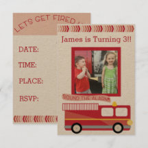 Invitation d'anniversaire du camion-feu