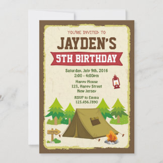 Invitation d'anniversaire du camping