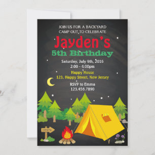 Invitation d'anniversaire du camping
