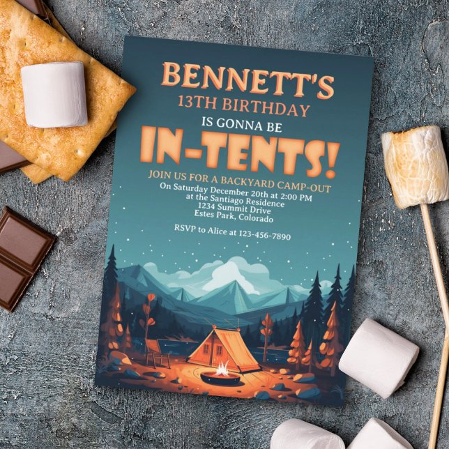 Invitation d'anniversaire du camping (Créateur téléchargé)