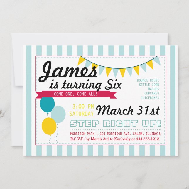 Invitation d'anniversaire du Carnaval (Devant)