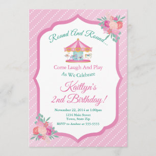 Invitation d'anniversaire du carrousel Joyeux Parc