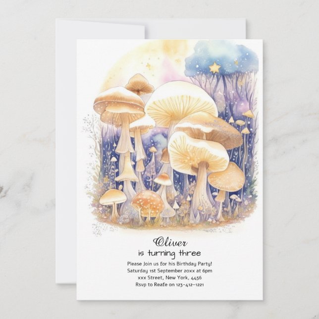Invitation d'anniversaire du champignon Fairycore  (Devant)
