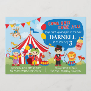 Invitation d'anniversaire du cirque