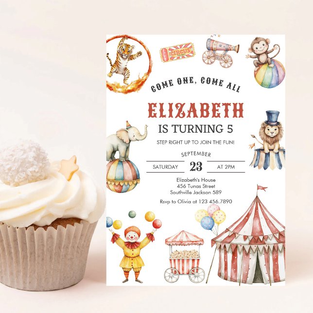 Invitation d'anniversaire du cirque de carnaval (Créateur téléchargé)